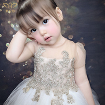 Love Anjiu girl princess dress puffy yarn Children baby birthday flower girl dress female wedding dress performance dress night