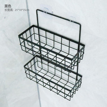 Storage rack toilet wall double basket storage perforated table iron rack free toilet storage bathroom wall hanging