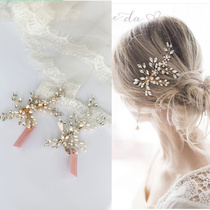 Bridal hairpin Natural pearl rhinestone simple side clip Photography travel headdress fresh wedding hair accessories dress with