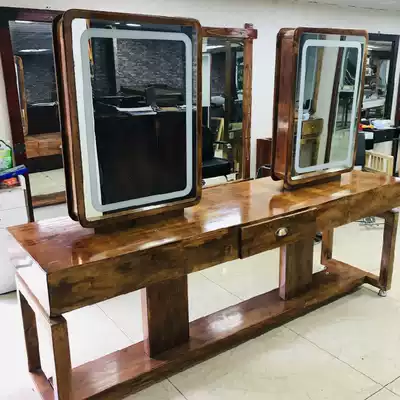 Net red solid wood mirror table hair mirror hair salon cabinet one with cabinet hair salon special hot dyeing table tide double-sided