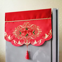 Refrigerator dust cover net red Nordic wedding double Open single open refrigerator cover cloth festive refrigerator cloth cover red