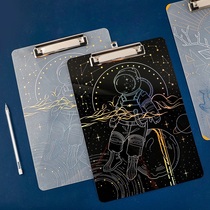 Laser bronzing Acrylic a4 folder splint Hard transparent plastic Student black white starry sky multi-function paper clip Copy board Thin writing exam pad tablet writing board clip