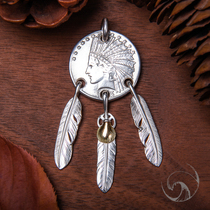 (Domestic spot) goros three-point hanging Takahashi Golang silver coin feather pendant necklace GOROS