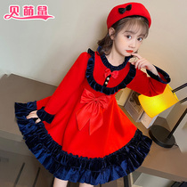 Girl thickened skirt autumn and winter princess dress childrens New Year dress little girl Lolita skirt childrens clothing New Years winter