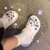 New Crocs Glass Water Drill Accessories Buttoned Dongle Shoes Accessories Acrylic Chain Removable Shoes Head Accessories Shoe Chain