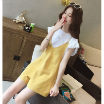 2021 summer dress Small Man show high foreign temperament Imperial elder sister suit female age slim fashionable backpack pants two-piece set