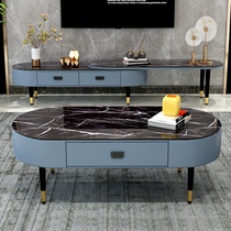 American TV cabinet tea combined light luxury modern minimal living room marble glass cabinet