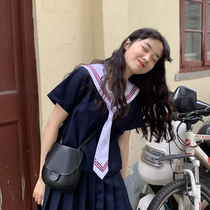 Basic jk uniform full set of Orthodox summer red three-book Mariners suit College Navy wind pleated skirt student suit