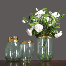 Light extravagant glass transparent vase swing piece European style living room home dining table dry flower floral floral decoration suit furnishing