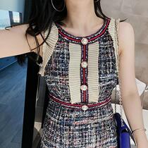 Hong Kong counter 2021 summer new ladies style woven dress slim waist sleeveless light mature wind temperament skirt