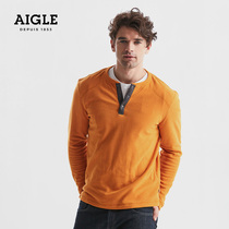 AIGLE AKEY mens autumn snap fleece round neck pullover long sleeve warm and comfortable fleece shirt