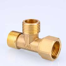 Full copper thickened live contact tee joint water pipe fuel gas pipe 4 parts copper joints accessories internal wire external wire live tee