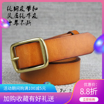 Zhang Ji Workshop new Italian mens belt Pure cowhide jeans Pin buckle belt Vintage pants