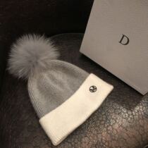 Hat winter women Korean version wild wool fox hair ball autumn and winter knitting cute windproof warm student tide