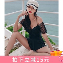2021 new Korean bikini swimsuit woman conjoined big breasts MM big code explicit and slim cover conservative bubble spa pants