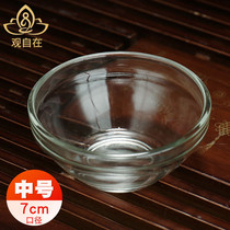 Transparent crystal glass water supply bowl Tibetan home office bowl decoration water supply Cup supply diameter 7cm3