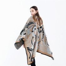 Warm color matching large scarf split shawl cloak women