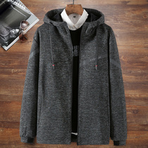 Mens jacket Loose sports hooded jacket Spring and autumn plus fat plus casual cardigan Fat large size thin sweater