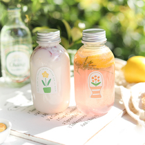 Disposable bottle with lid Yangzhi manna bottle Juice bottle Food grade plastic transparent sealed tank Net red pet