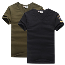 Outdoor Leisure tight-fitting military fan T-shirt men 101 Airborne Division Stretch Slim v Collar Cotton short sleeve t-shirt half sleeve