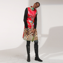  Cloud decoration totem original design womens phoenix robe old embroidery ethnic style handmade embroidery plate Golden Phoenix Chinese style robe