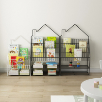 Childrens bookshelf Simple magazine Baby picture book shelf Storage rack Childrens shelf shelf Floor-to-ceiling Wrought iron small house