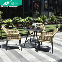 Outdoor Leisure Wine Chair Combined Coffee Table and Chair Balcony Three Pieces Metal Table and Chair Suite Outdoor Little Tea Select