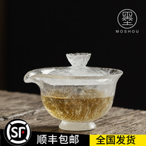 The ancient method of glass glass bowl hand-frozen burning three-talent bowl lotus shape tea bowl
