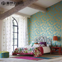 Original imported wallpaper American green vines porch living room background Villa model room hardcover room porch wallpaper