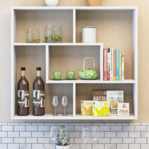 Bookshelf wall shelf non-perforated living room creative wall-mounted hanging cabinet bedroom decoration partition storage shelf
