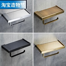 European all-copper solid multi-function toilet paper holder Paper rollerphone flat bathroom hand shelf Wall-mounted tissue holder