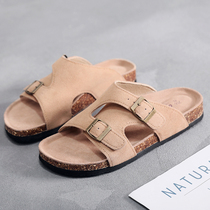 Mens slippers men summer 2021 New Cork slippers mens large size lazy slippers semi-drag cork shoes Boken shoes