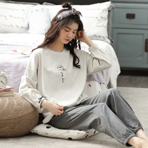 Pajamas Ladies Spring and Autumn long sleeve cotton autumn 2021 new autumn and winter womens home clothes can be worn outside cotton suit