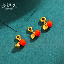 Ancient method handmade gold Persimmon transfer beads 999 gold enamel good thing continuous road Road Lotus diy hand string