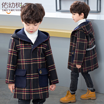 Boys woolen coat woolen coat childrens thick plaid winter clothes baby Foreign style childrens clothing 2021 autumn and winter New