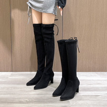 Knee boots women 2021 New Winter pointed high heel thin stretch stretch boots high boots long boots Knight boots
