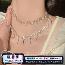 Add to your sister the Han Edition Brief Temperament short Flow Su Wave Inlaid Drilling Zircon Ultra Shiny And Elegant Neck Chain