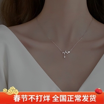 Small fragrance wind sparkling diamond heartbeat premium sense necklace womens Korean version of the simple temperament design sense niche collarbone chain jewelry tide