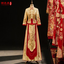 Golden Show Wont serve the bride 2022 new advanced senses to the wine Dragon Fengs Chinese style wedding dress retro wedding dress