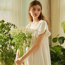 Spring and summer nightgown women's short sleeve cotton 2021 new palace princess style cute simple thin spring home clothes