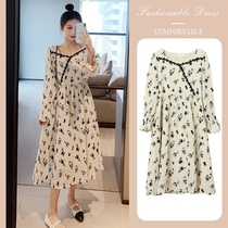 Pregnancy Woman Dress Spring Autumn Style Net Red Ocean Gas Long Nepotism Chili personality Less and less Pregnant Woman Autumn Dress dress with dress