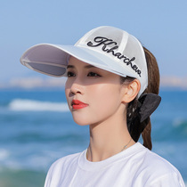 Sun hat female summer cover full face sun protection UV beach breathable empty top hat Joker big hat brim shade hat