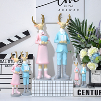 Nordic Elk Deer Swing Pieces Emulation Animal Resin Deer Modern Brief Home Living Room Genguan Tabletop Decorations