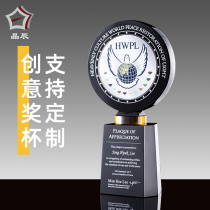 Trophy custom original black K9 crystal trophy custom creative license card sports competition champion runner-up trophy