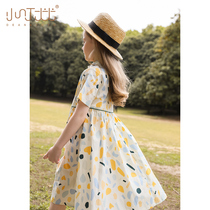 Female Grand Scouts dress Summer 2022 new children Printed Collar Pressure Pleats Cashew Little Girl Princess Dresses Summer Dress