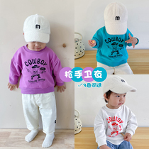 Childrens clothing ins2021 autumn clothing Korean version of Baby children cartoon long sleeve pullover sweater baby round neck coat out