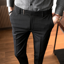 Mens trousers autumn 2021 slim 9 feet striped business casual suit pants mens hanging pants pants