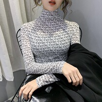 High Collar Bottom Shirt Woman 2020 Ocean Gas Autumn Winter Fashion Eurostock Supper with long sleeves T-shirt Letters Tight blouses