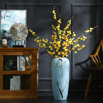 Jingdezhen new Chinese floor vase ceramic large living room flower arrangement three-piece set of porch flower screen ornaments