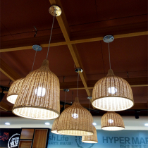 Net red creative single head hemp ball rattan chandelier Southeast Asia led restaurant bar clothing hot pot restaurant Tea building light